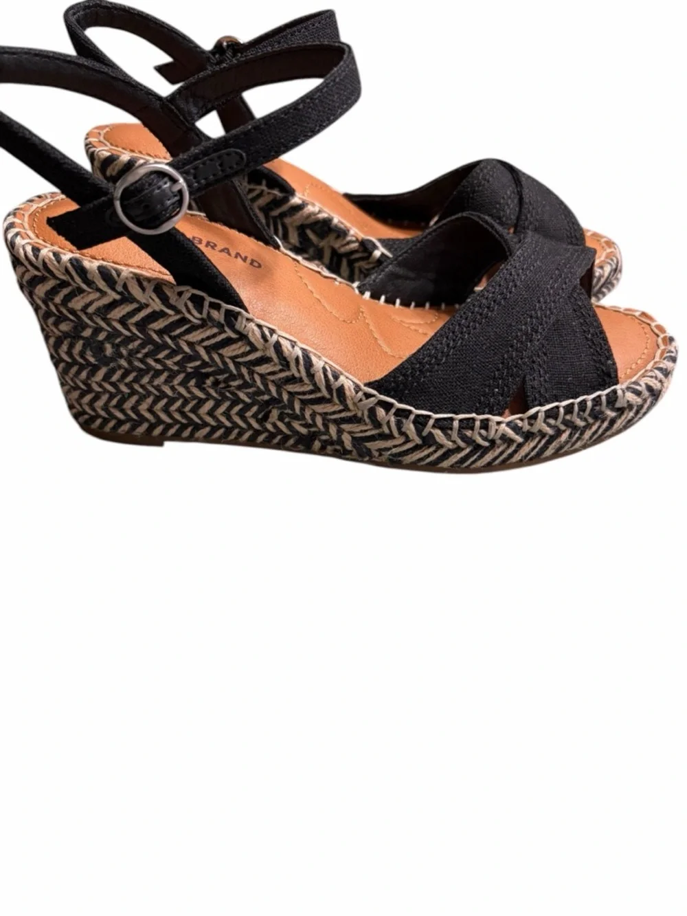 Lucky Brand Black Crisscross Wedge Sandals